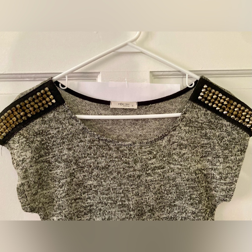 Poetry T w/ studded shoulders